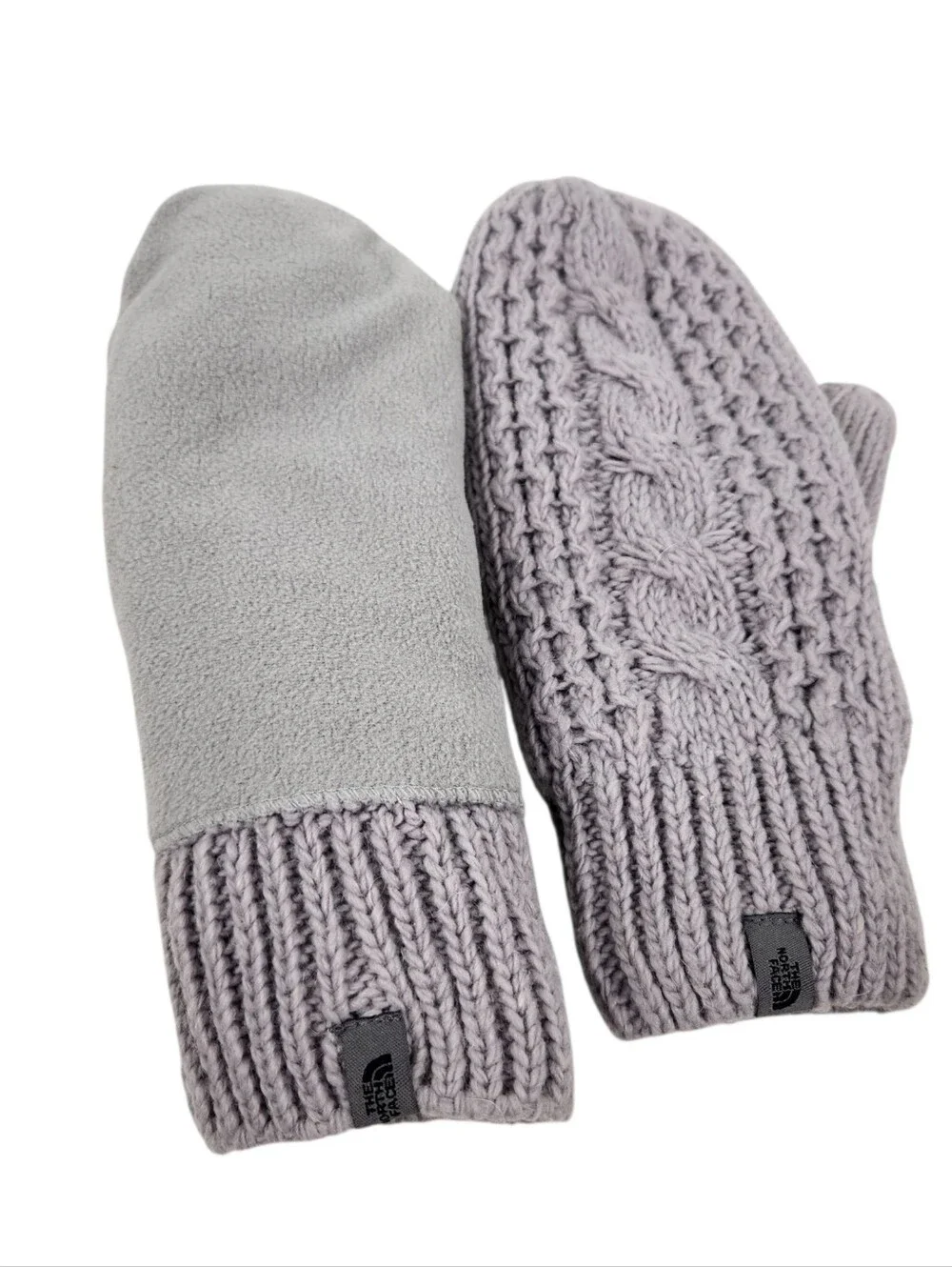 The North Face Wool Alpaca Blend Cable Knit Mitt Mittens Grey Women Size L to XL
